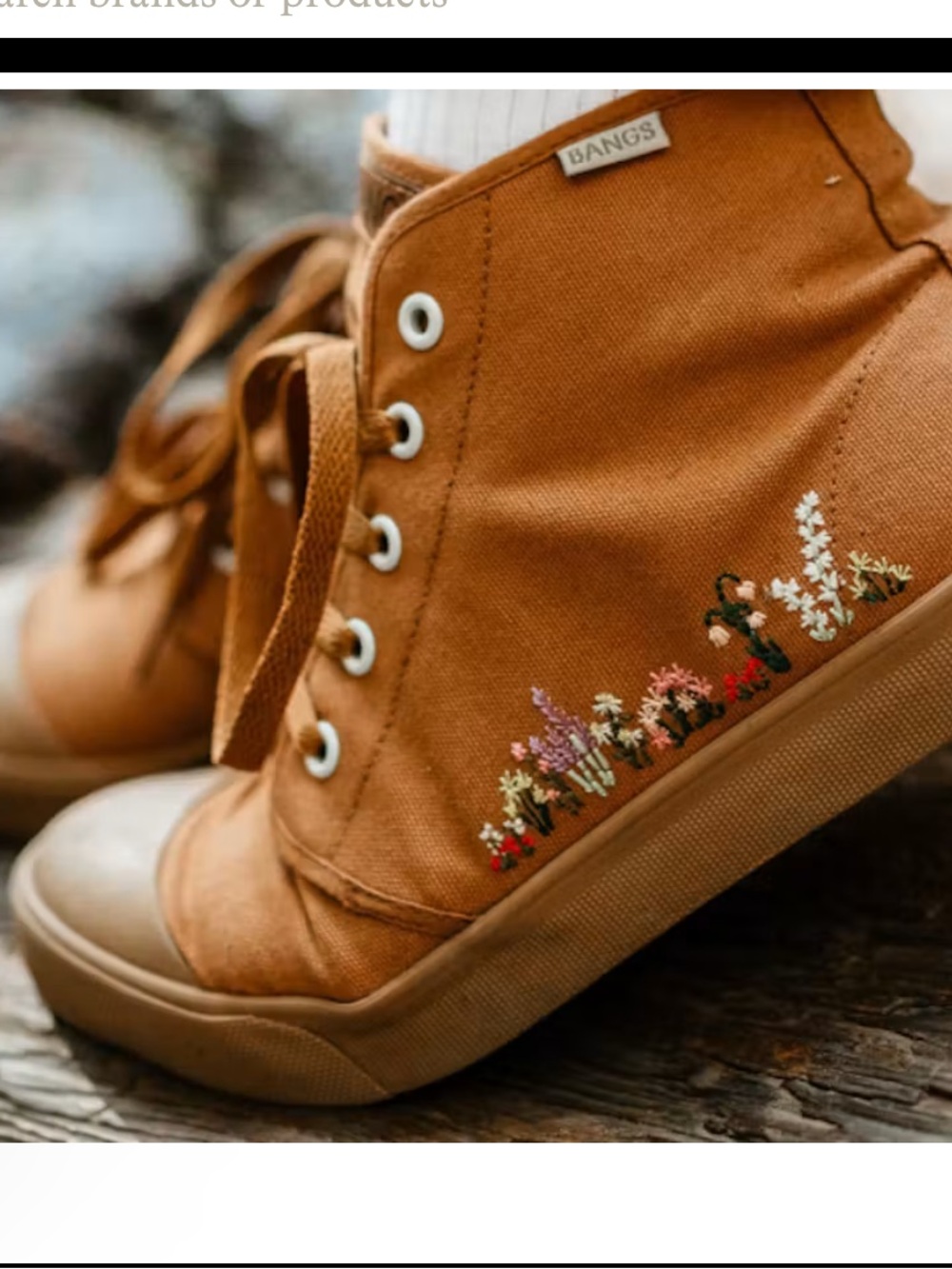 BANGS Women High-Top Canvas Sneakers with Floral Embroidery new no box 8.5